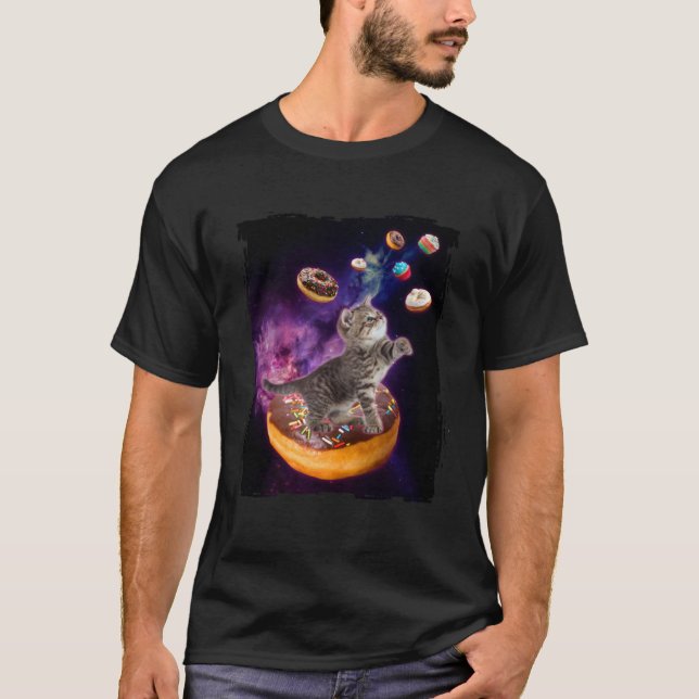 Camiseta Abyssinian Cat Space Donuts  Kitty in Space Kid (Anverso)