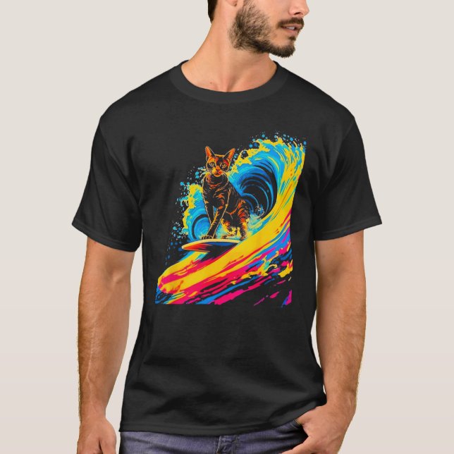 Camiseta Abyssinian Cat Surfing (Anverso)