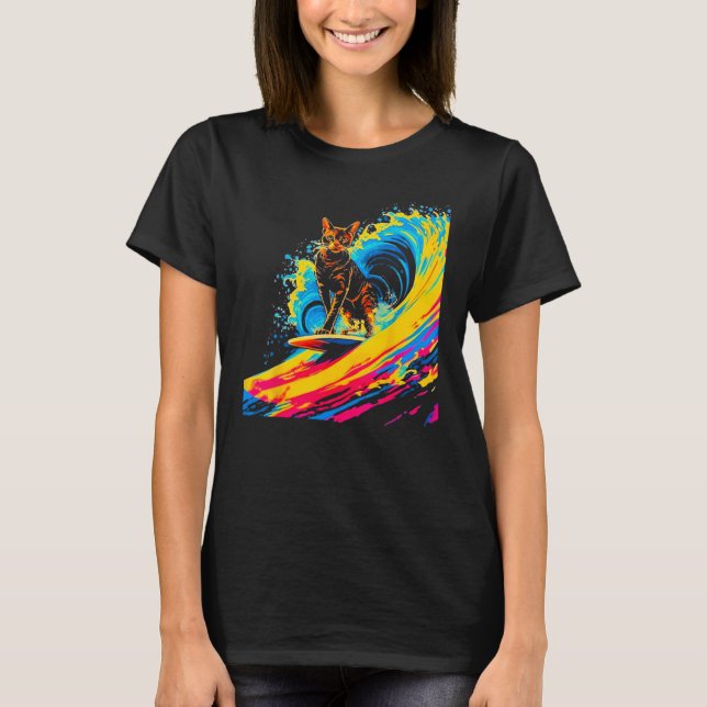 Camiseta Abyssinian Cat Surfing (Anverso)