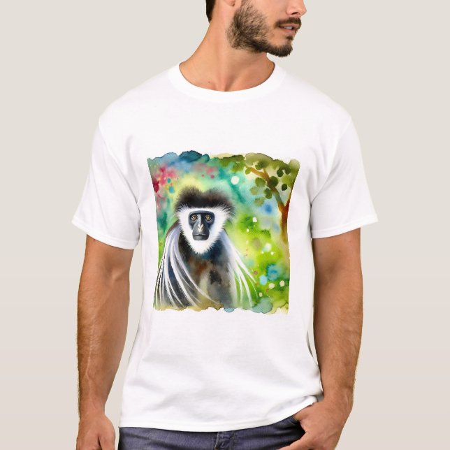 Camiseta Abyssinian colobus monkey 031024AREF146 - Watercol (Anverso)