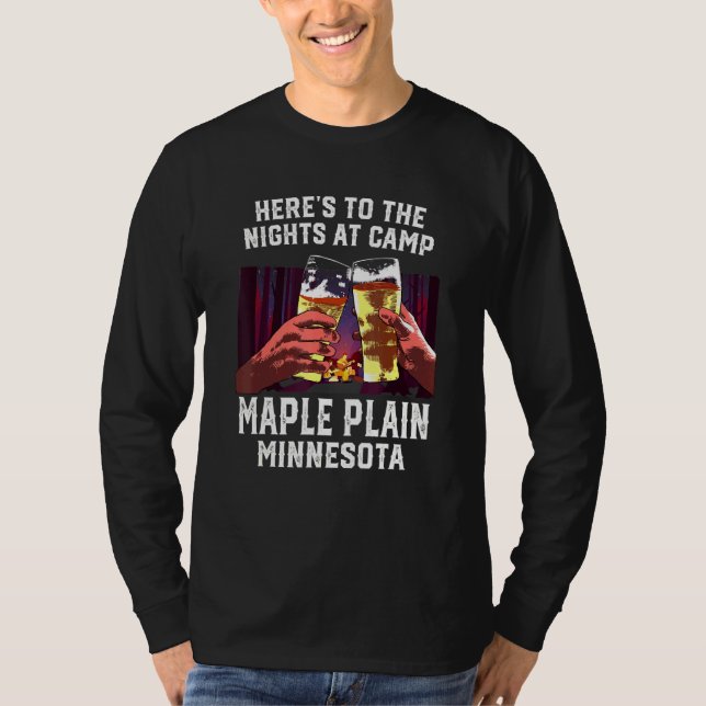 Camiseta Acá A Las Noches De Camp Maple Plain Camping Mi (Anverso)