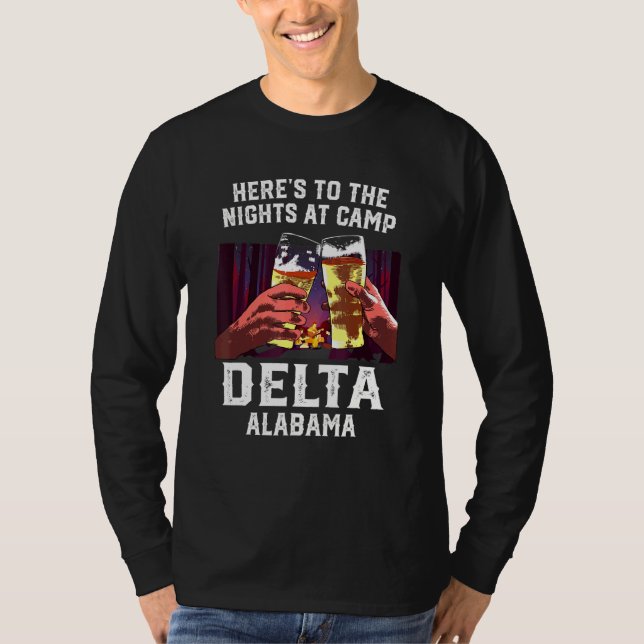 Camiseta Acá A Las Noches En El Campamento Delta Camping Al (Anverso)