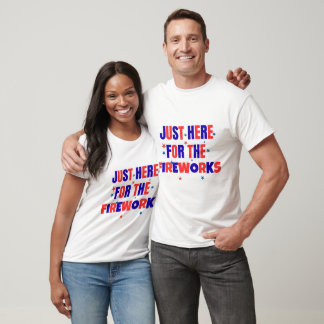 Camiseta Acá Para El Funny Patriótico De Los Fuegos Artific