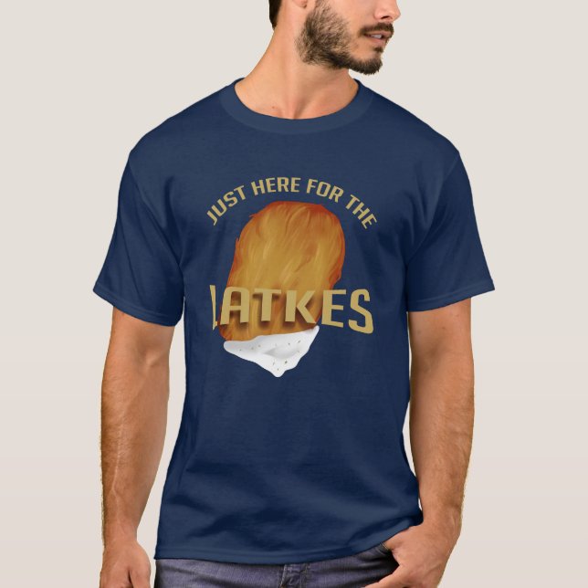 Camiseta Acá para la diversión moderna de Latkes Hanukkah (Anverso)