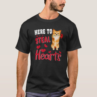 Camiseta Acá Para Robar Corazones Divertido Perro Pomerania