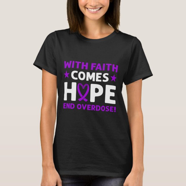 Camiseta ¡Acabar con la sobredosis! Cinta púrpura. Concienc (Anverso)