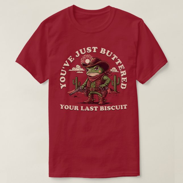 Camiseta ACABAS DE UNTAR Funny Cowboy Frog Western (Diseño del anverso)