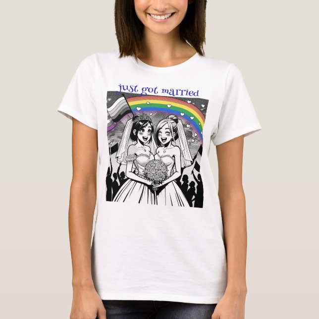 Camiseta Acabo de casarme, LGBT, familia moderna (Anverso)