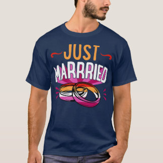 Camiseta Acabo de casarse con Boda lesbiana Invitación golp