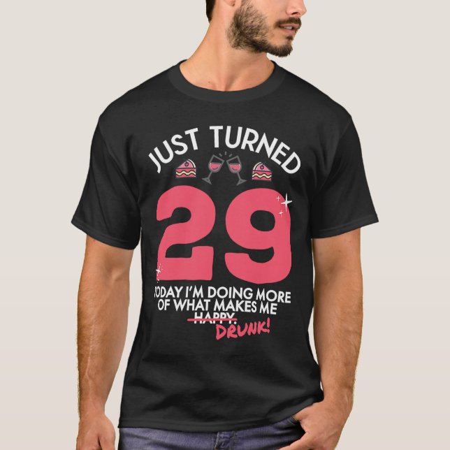 Camiseta Acabo de cumplir 29 años bebiendo vino 29 cumpleañ (Anverso)