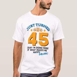 Camiseta Acabo De Cumplir 45 Aves Bebiendo 45 Años Borracho