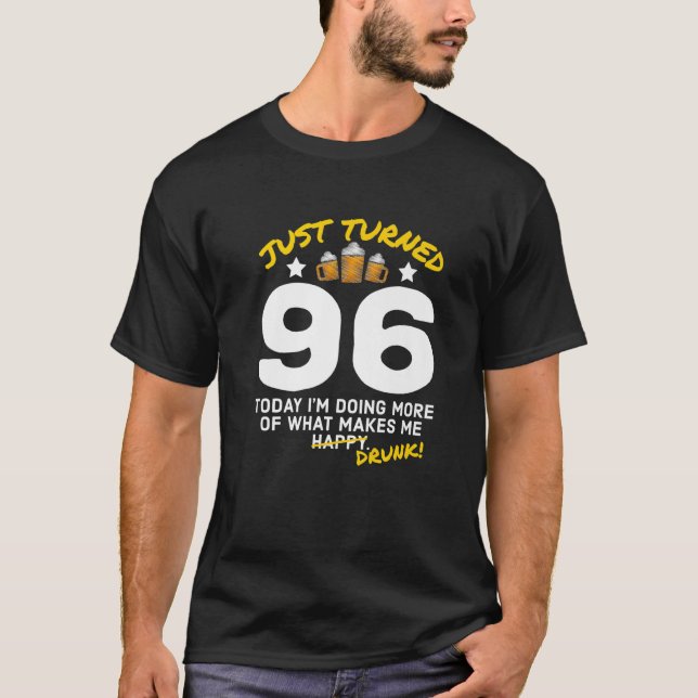 Camiseta Acabo De Cumplir 96 Aves Bebiendo 96º Cumpleaños B (Anverso)