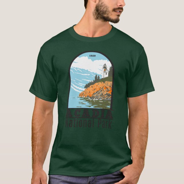Camiseta Acadia National Park Bar Harbour Lighthouse Maine (Anverso)