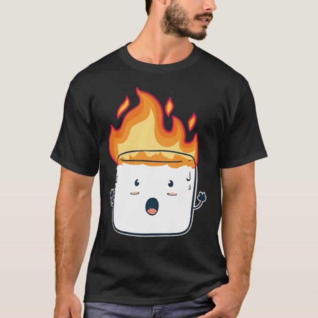 Camiseta Acampada de marshmallow en llamas divertida (Anverso)
