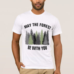 Camiseta acampando a pie puede que el bosque esté con tus c