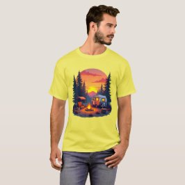 Camiseta Acampando al atardecer en la selva del bosque