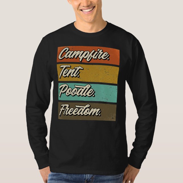 Camiseta Acampando con mi perro caniche (Anverso)