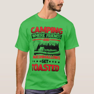 Camiseta Acampando Donde Amigos y Malvaviscos se Tuestan