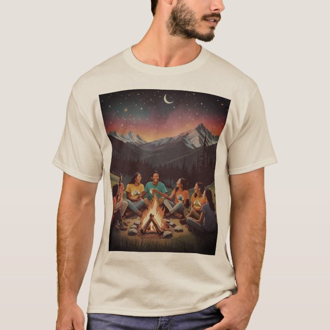 Camiseta acampando en montaña (Anverso)