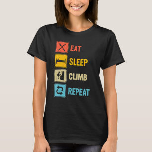 Camiseta Acampar Comer Dormir Escalar Repetir Clásico Veran