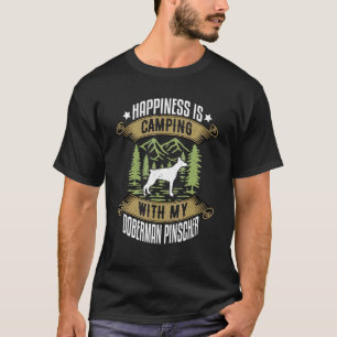 Camiseta Acampar con Doberman Pinscher Campamento Camping y