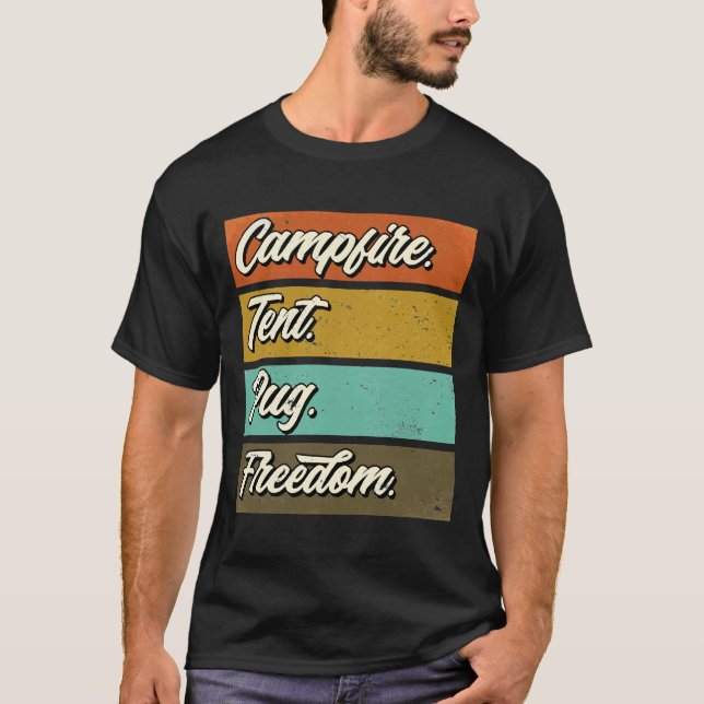 Camiseta Acampar con mi perro pug 568 (Anverso)