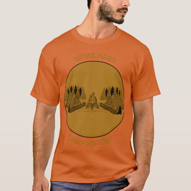 Camiseta Acampar duro trabajar más duro chico de camping (Anverso)