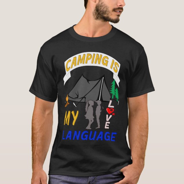 Camiseta acampar es mi lengua de amor (Anverso)