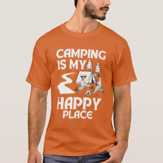Camiseta Acampar es mi lugar feliz divertido