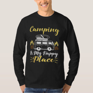 Camiseta Acampar Es Mi Lugar Feliz Para Campista