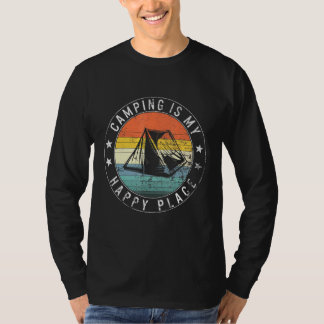 Camiseta Acampar Es Mi Lugar Más Feliz Amigo De Senderismo 