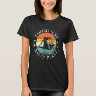 Camiseta Acampar Es Mi Lugar Más Feliz Amigo De Senderismo 