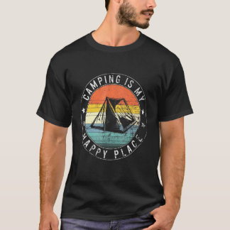 Camiseta Acampar Es Mi Lugar Más Feliz Amigo De Senderismo 