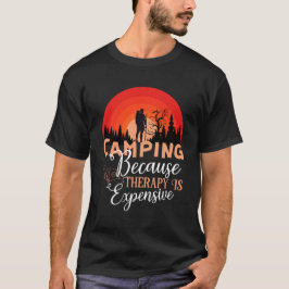 Camiseta Acampar Porque La Terapia Es Cara Atardecer Retro