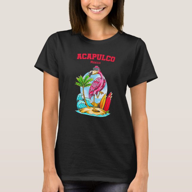 Camiseta Acapulco Flamingo Beach Ocean Wave Surf (Anverso)