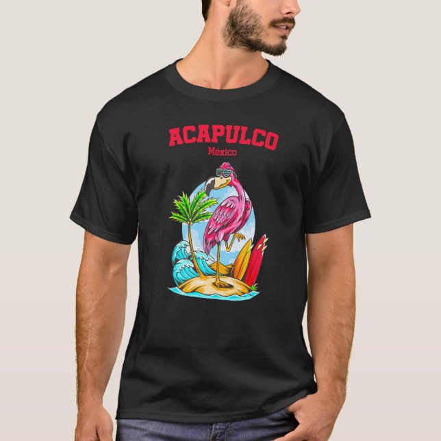 Camiseta Acapulco Flamingo Beach Ocean Wave Surf (Anverso)