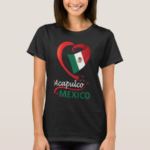Camiseta Acapulco Guerrero México Bandera Corazón Mexicana 