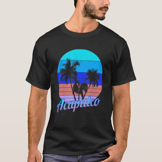 Camiseta Acapulco Retro Vacaciones de Palmeras Tropicales (Anverso)