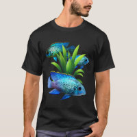 Acara Azul Eléctrico Cichlids Aquarium Fish Art