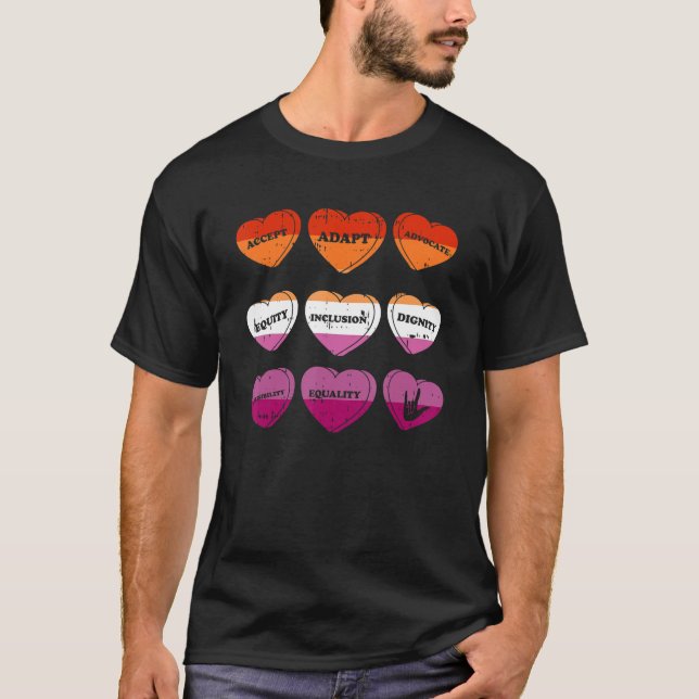 Camiseta Accept Adapt Advocate Lesbian Pride Flag Gay LGBT- (Anverso)