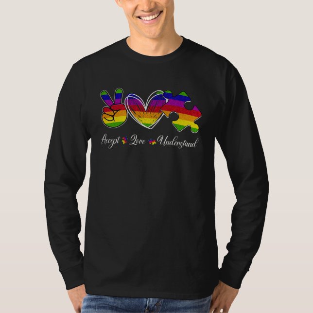 Camiseta Accept Love Understand Peace Heart Puzzle Autism A (Anverso)