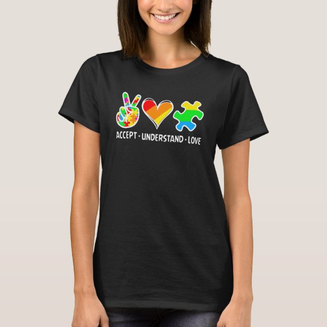 Camiseta Accept Understand Love Asd Rainbow Flower Autism A (Anverso)
