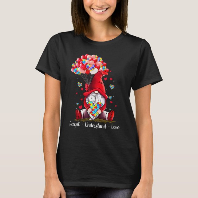 Camiseta Accept Understand Love Gnome Valentine Autism Awar (Anverso)