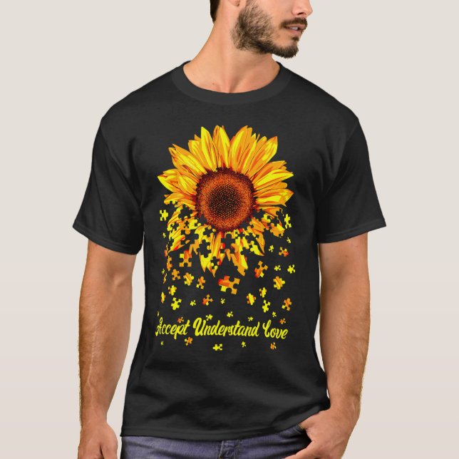 Camiseta Accept Understand Love Sunflower Autism Awareness  (Anverso)