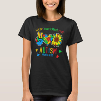 Camiseta Accept Understand Love Sunflower Everybody Autism 