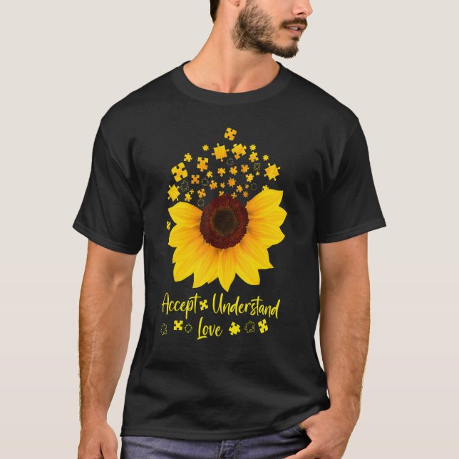 Camiseta Accept Understand Love Sunflower Shirt Autism Awar (Anverso)