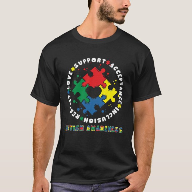 Camiseta Acceptance Inclusion Respect Love Support Autism A (Anverso)