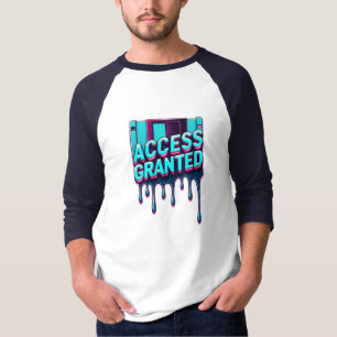 Camiseta Acceso Concedido Gráfico de Disco Floppy Retro H