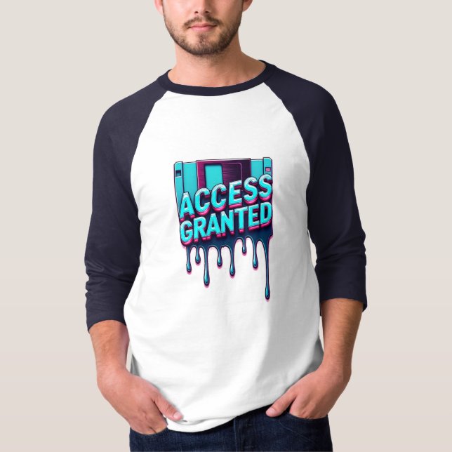 Camiseta Acceso Concedido | Gráfico de Disco Floppy Retro H (Anverso)