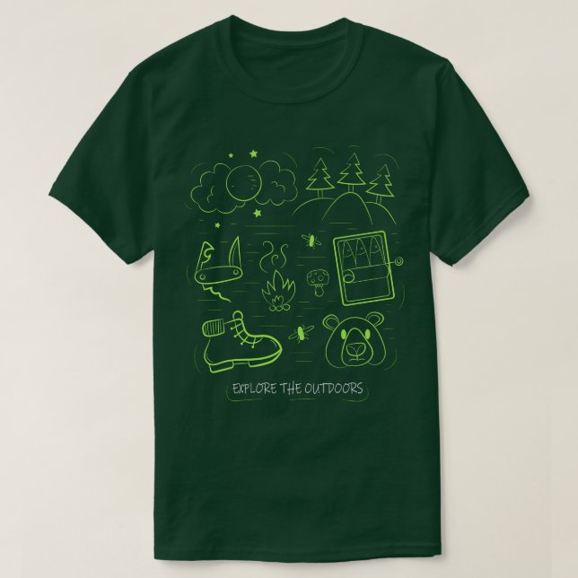 Camiseta Accesorios para camping de camping 1 (Diseño del anverso)